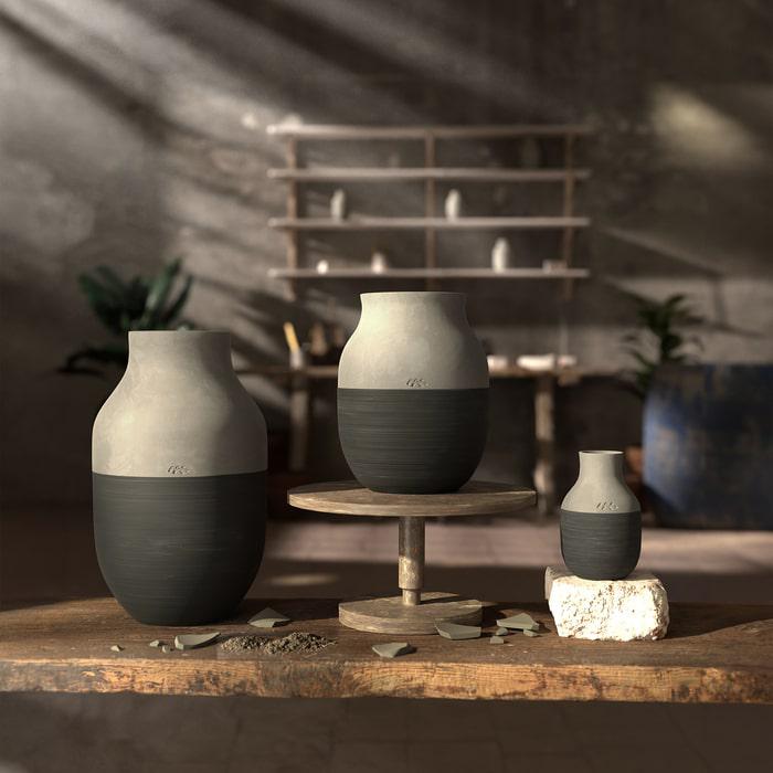 Kähler Omaggio Circulare Vase — Anthracite Grey 7.9"
