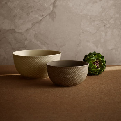Lyngby Porcelaen Rhombe Earth Bowl — Clay 6.9"
