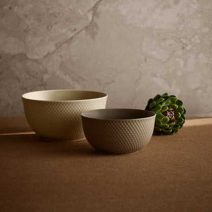 Lyngby Porcelaen Rhombe Earth Bowl — Marble 8.7"