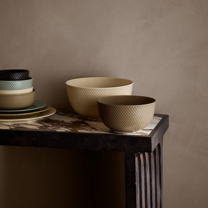 Lyngby Porcelaen Rhombe Earth Bowl — Marble 8.7"