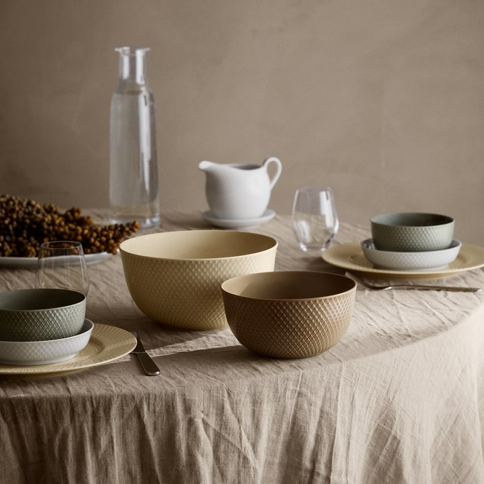 Lyngby Porcelaen Rhombe Earth Bowl — Clay 6.9"