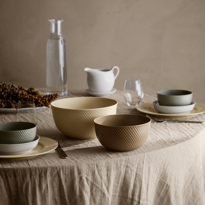 Lyngby Porcelaen Rhombe Earth Bowl — Marble 8.7"