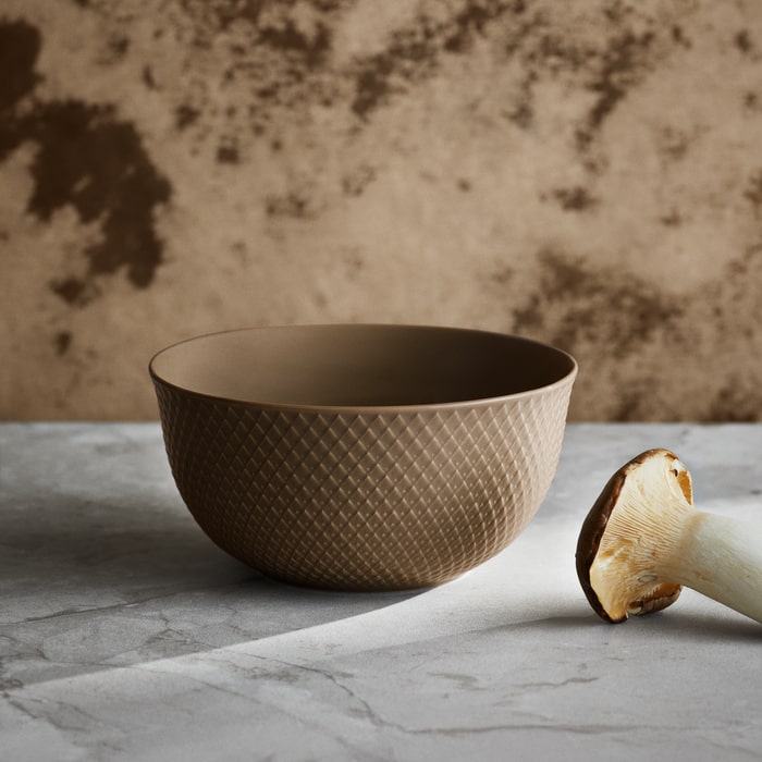 Lyngby Porcelaen Rhombe Earth Bowl — Clay 6.9"