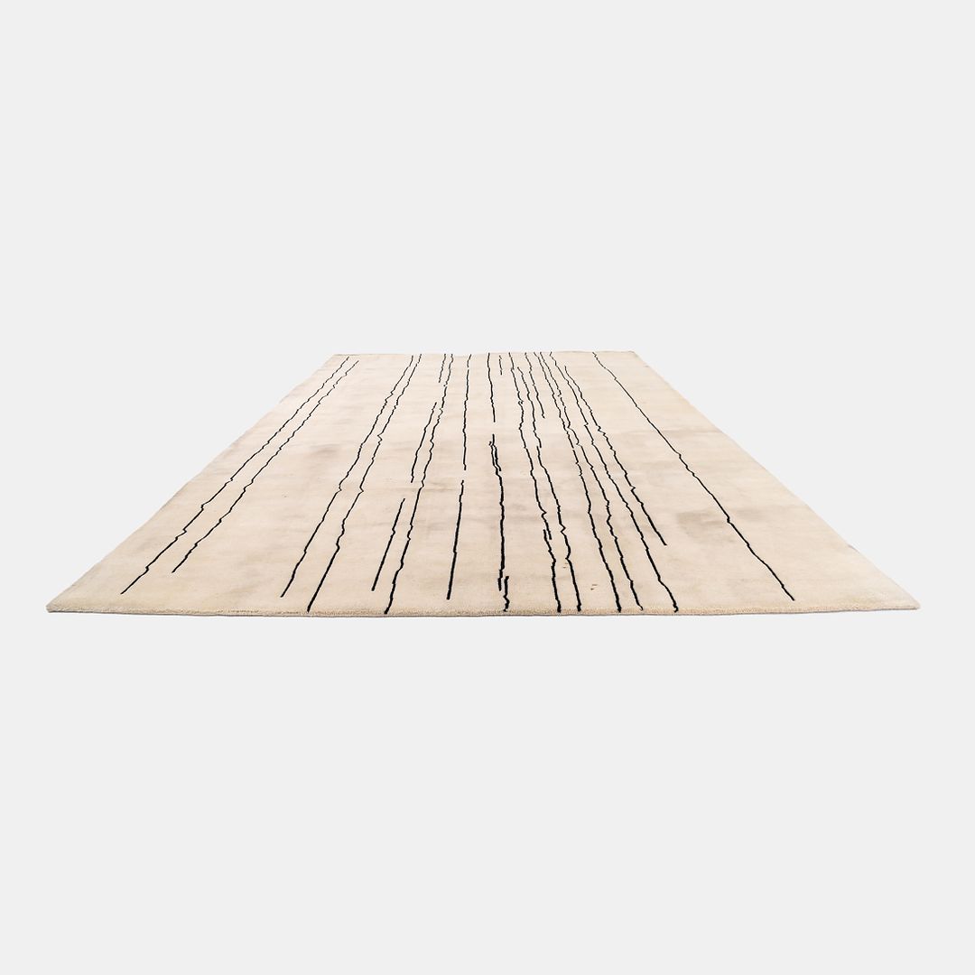 Cream and Black Woodlines Area Rug