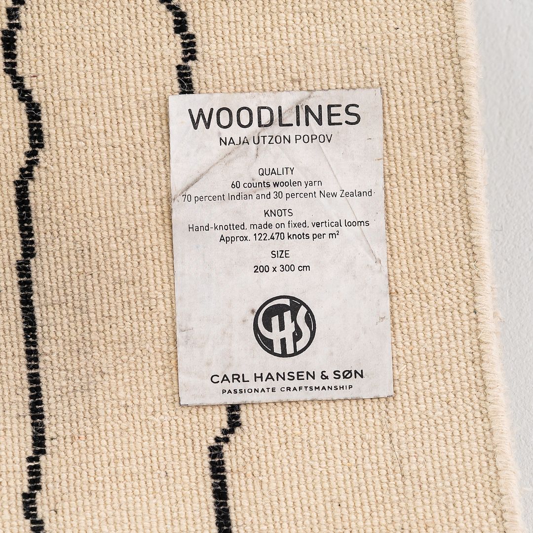 Cream and Black Woodlines Area Rug