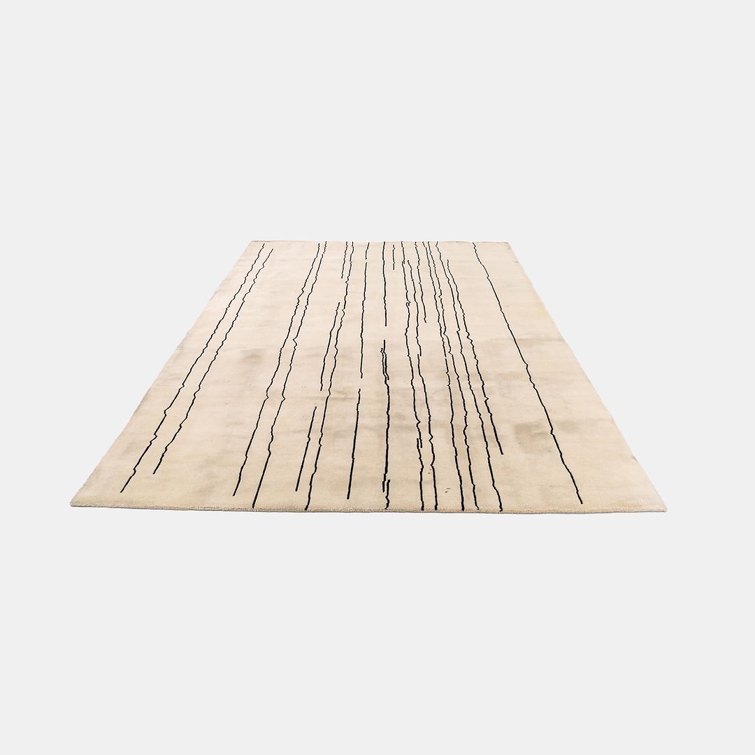Cream and Black Woodlines Area Rug