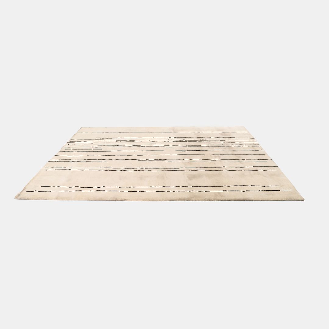 Cream and Black Woodlines Area Rug