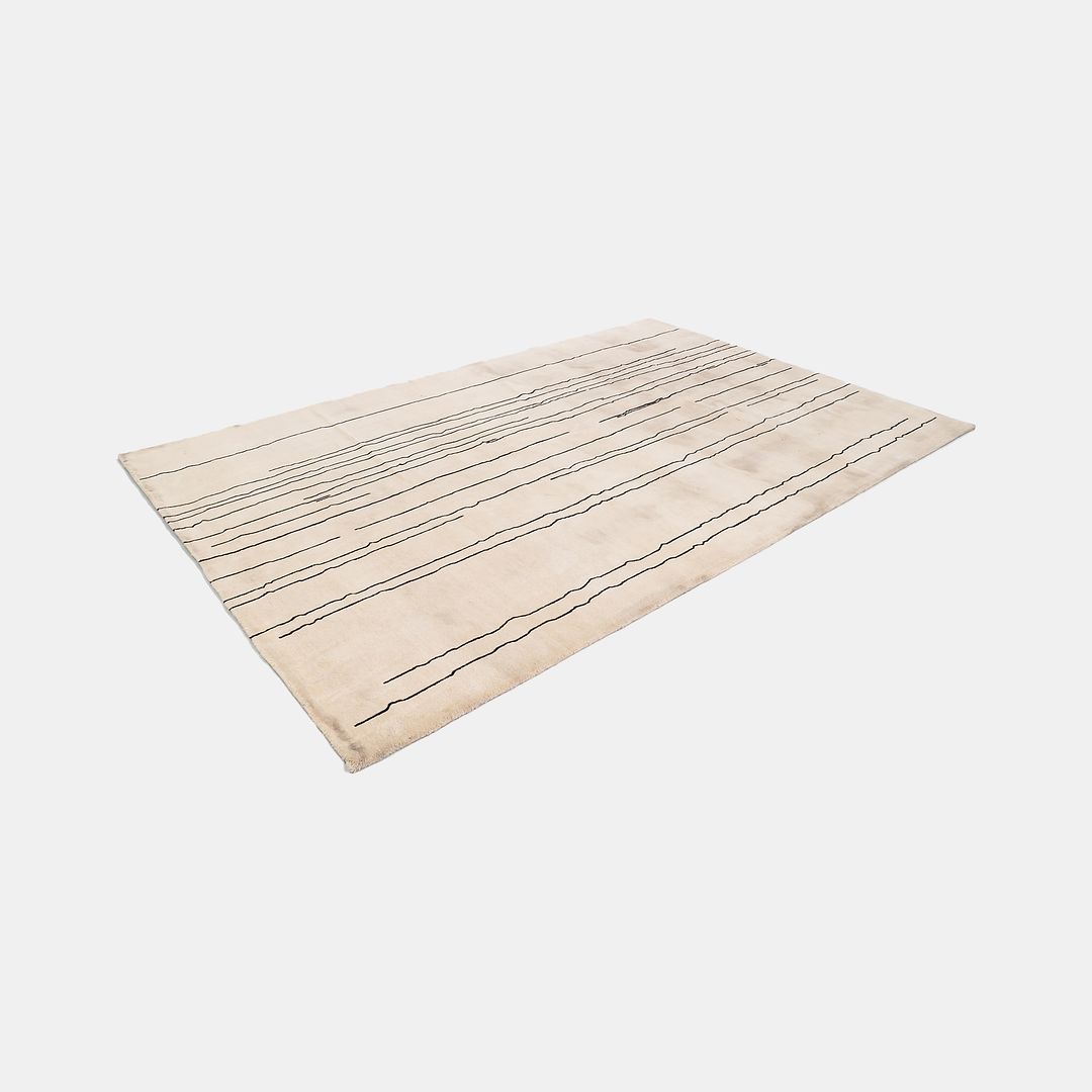 Cream and Black Woodlines Area Rug