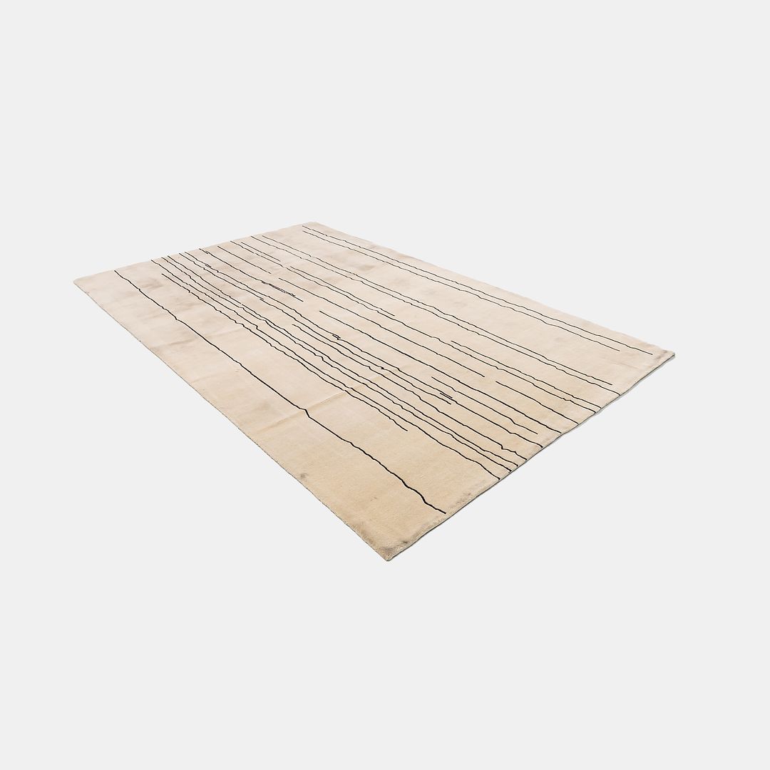 Cream and Black Woodlines Area Rug