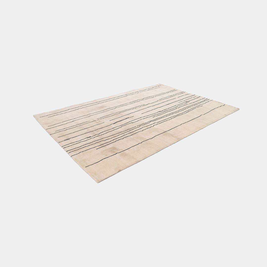 Cream and Black Woodlines Area Rug