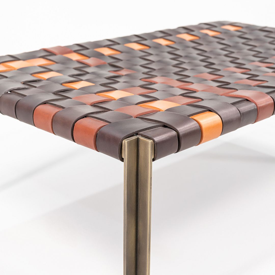 TG-18 Small Woven Leather Bench
