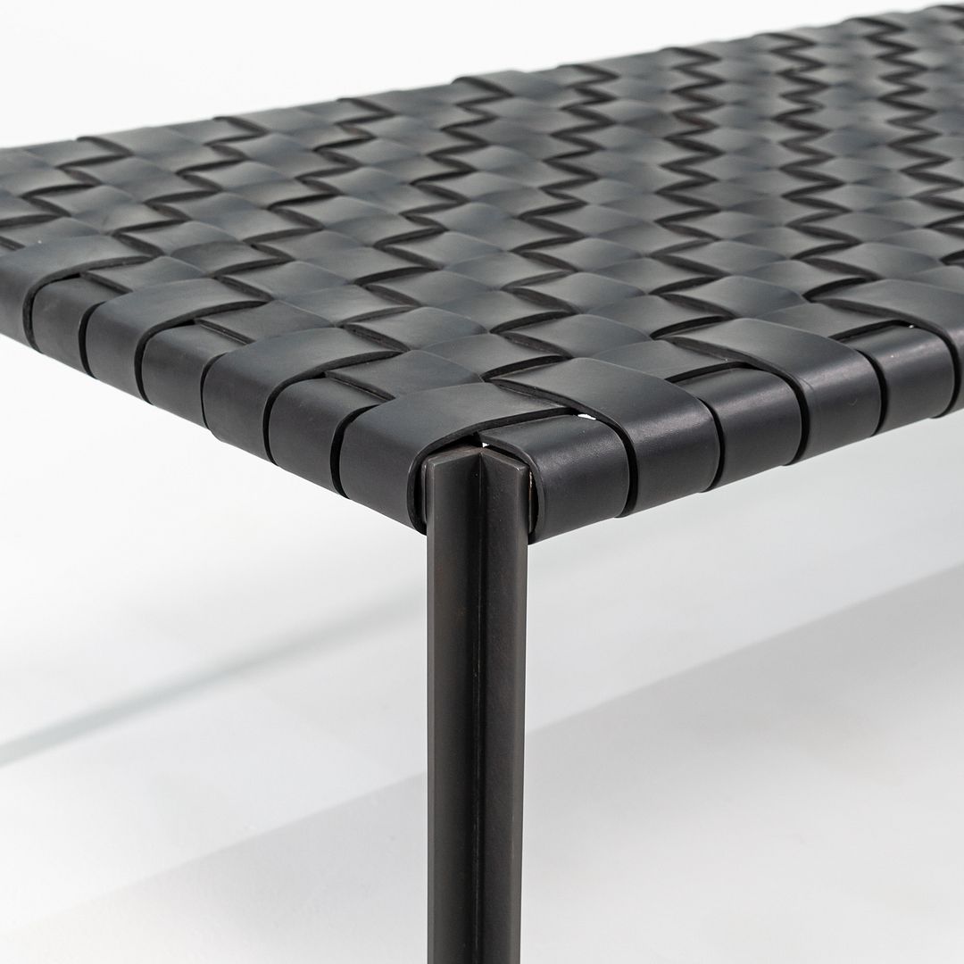 TG-18 Long Woven Leather Bench