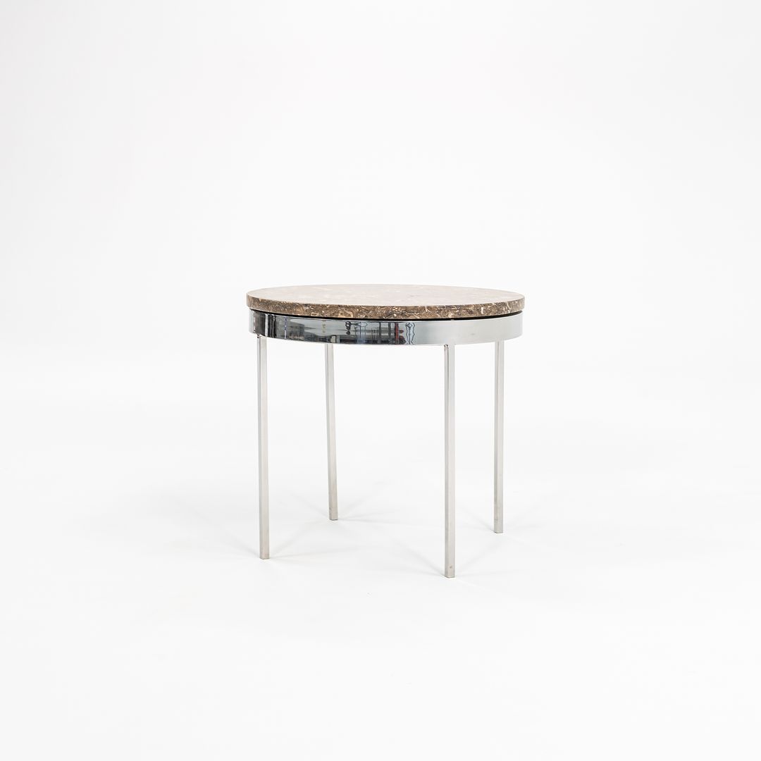 Round Steel and Marble Side Table