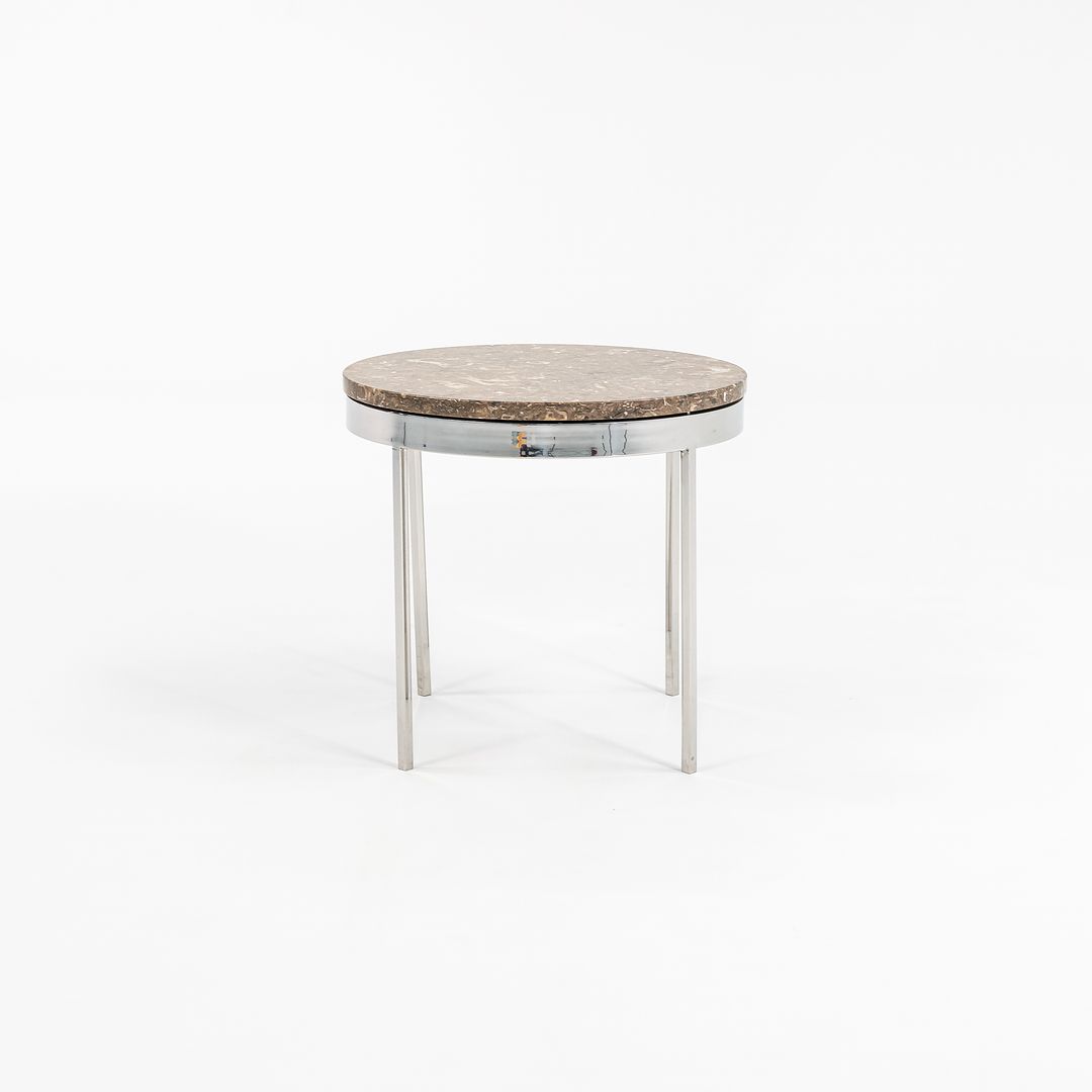 Round Steel and Marble Side Table
