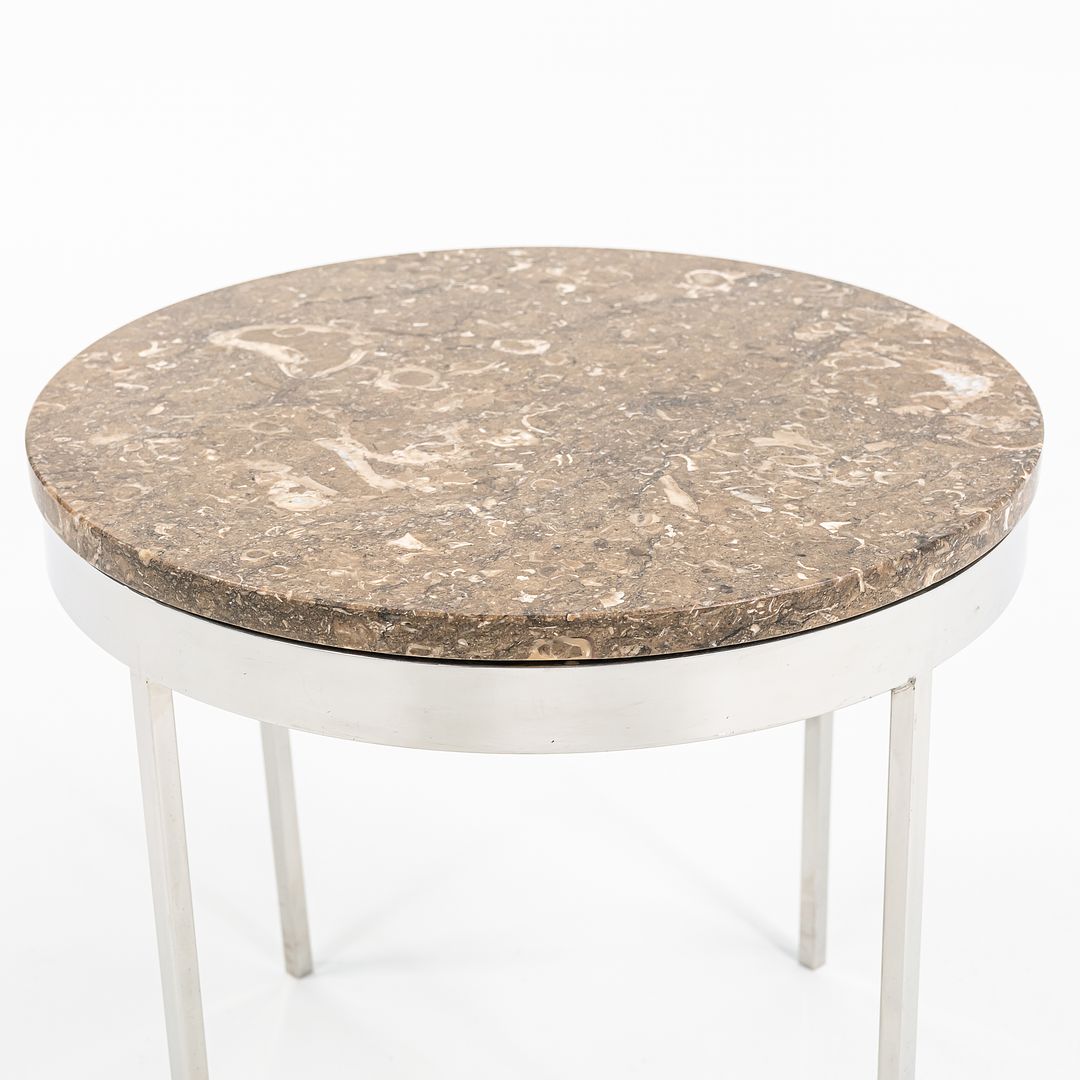 Round Steel and Marble Side Table