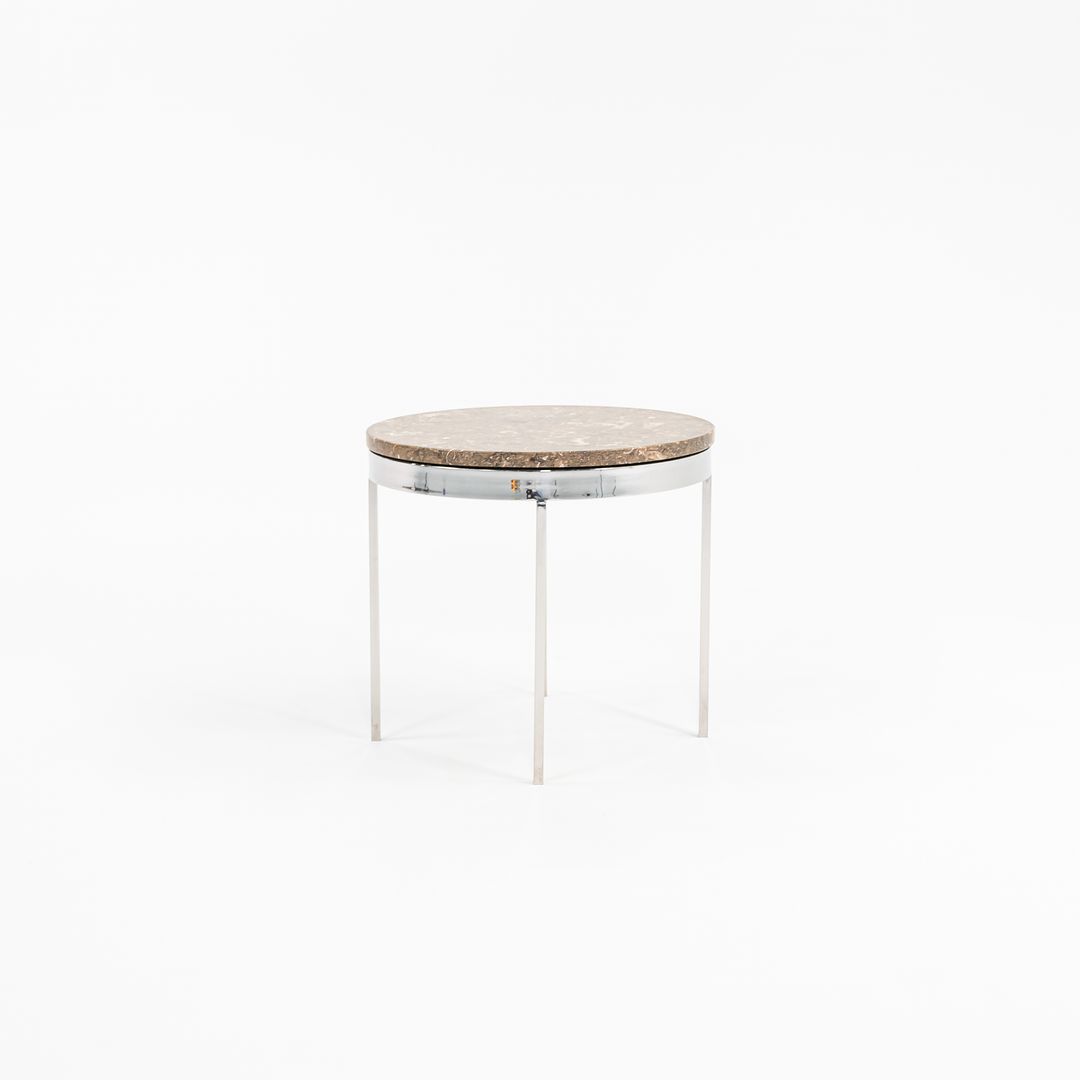 Round Steel and Marble Side Table