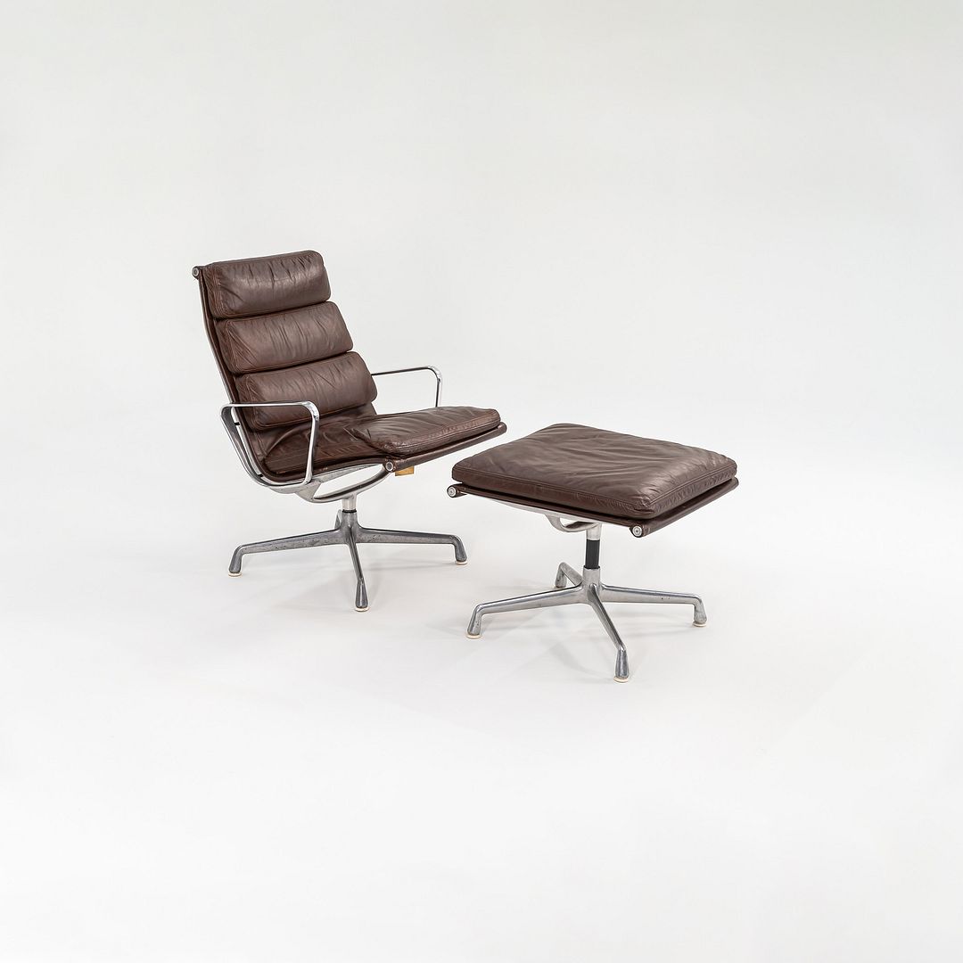 Aluminum Group Soft Pad Lounge Chair and Ottoman, Models EA416 and EA423