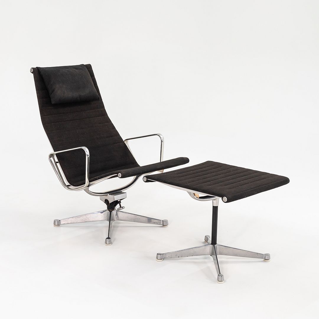 Eames Aluminum Group Lounge Chair and Ottoman, EA125 and EA124