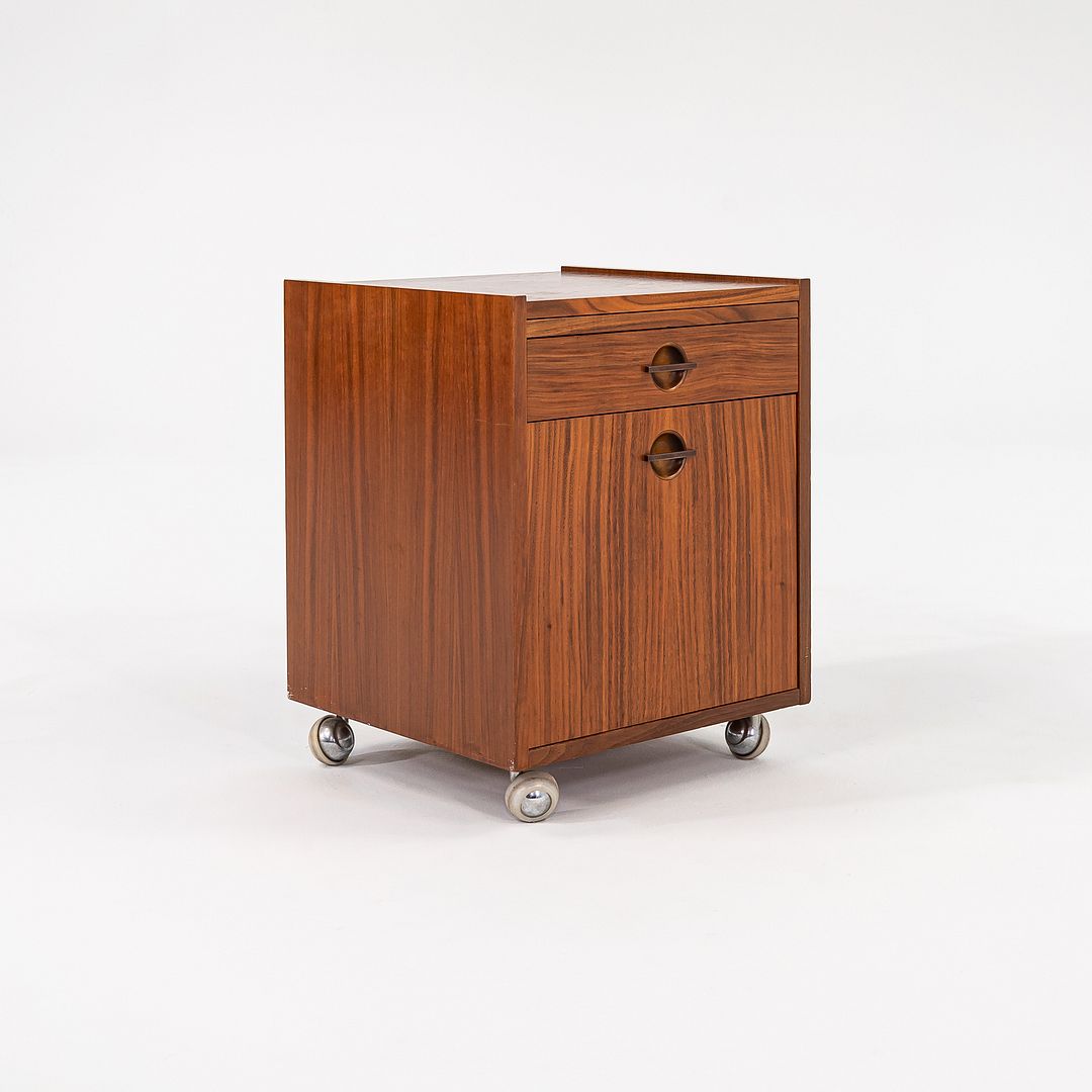 Rolling Teak Bedside Table