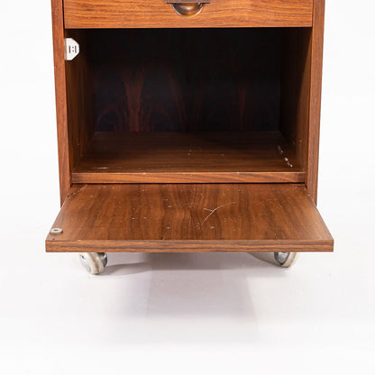 Rolling Teak Bedside Table