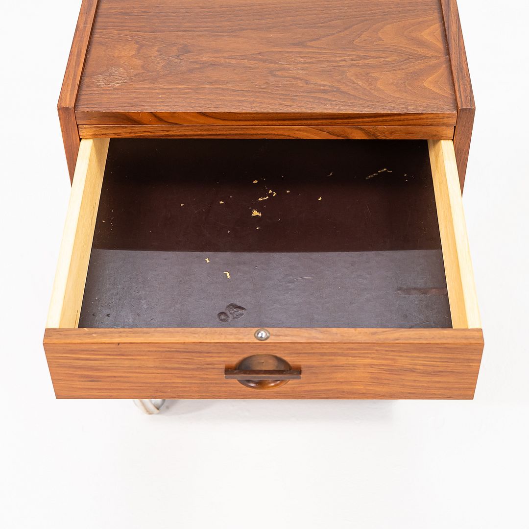 Rolling Teak Bedside Table