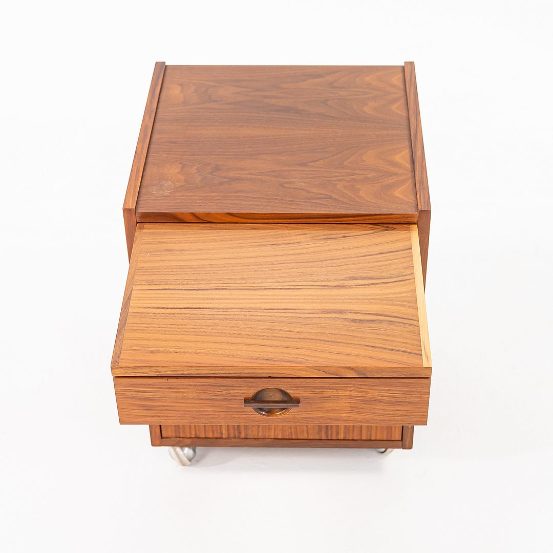 Rolling Teak Bedside Table