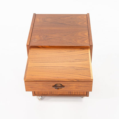 Rolling Teak Bedside Table