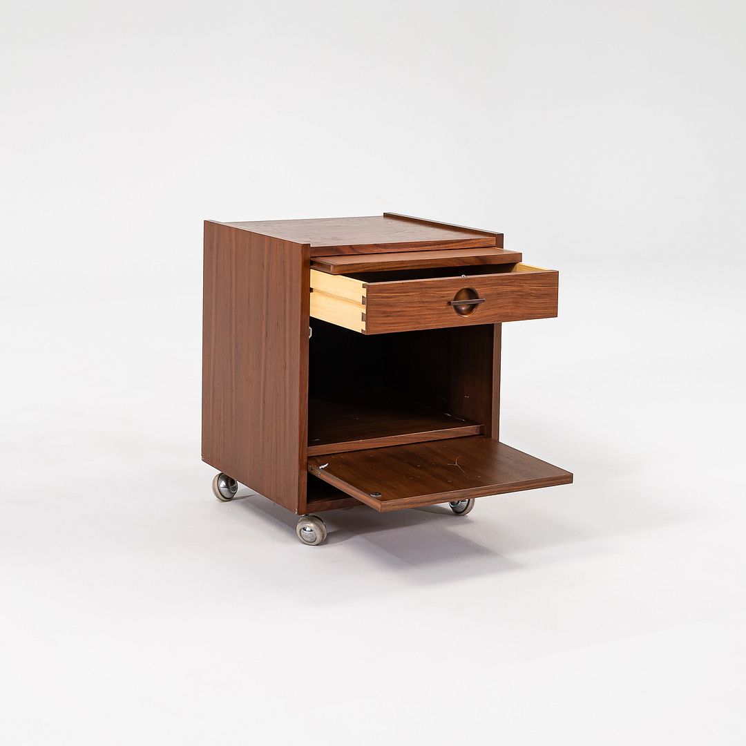 Rolling Teak Bedside Table