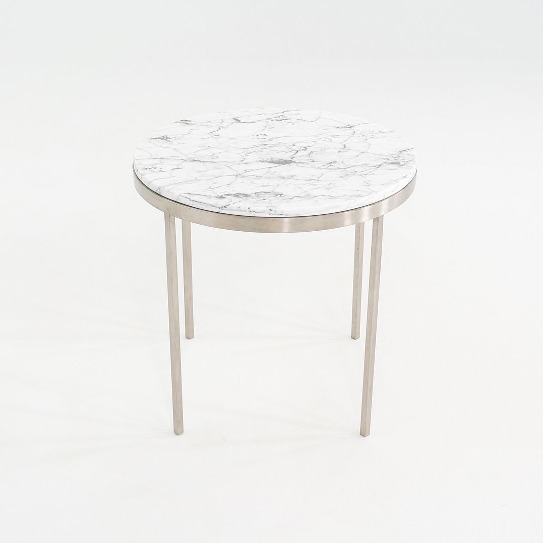 Round Steel and Marble Side Table
