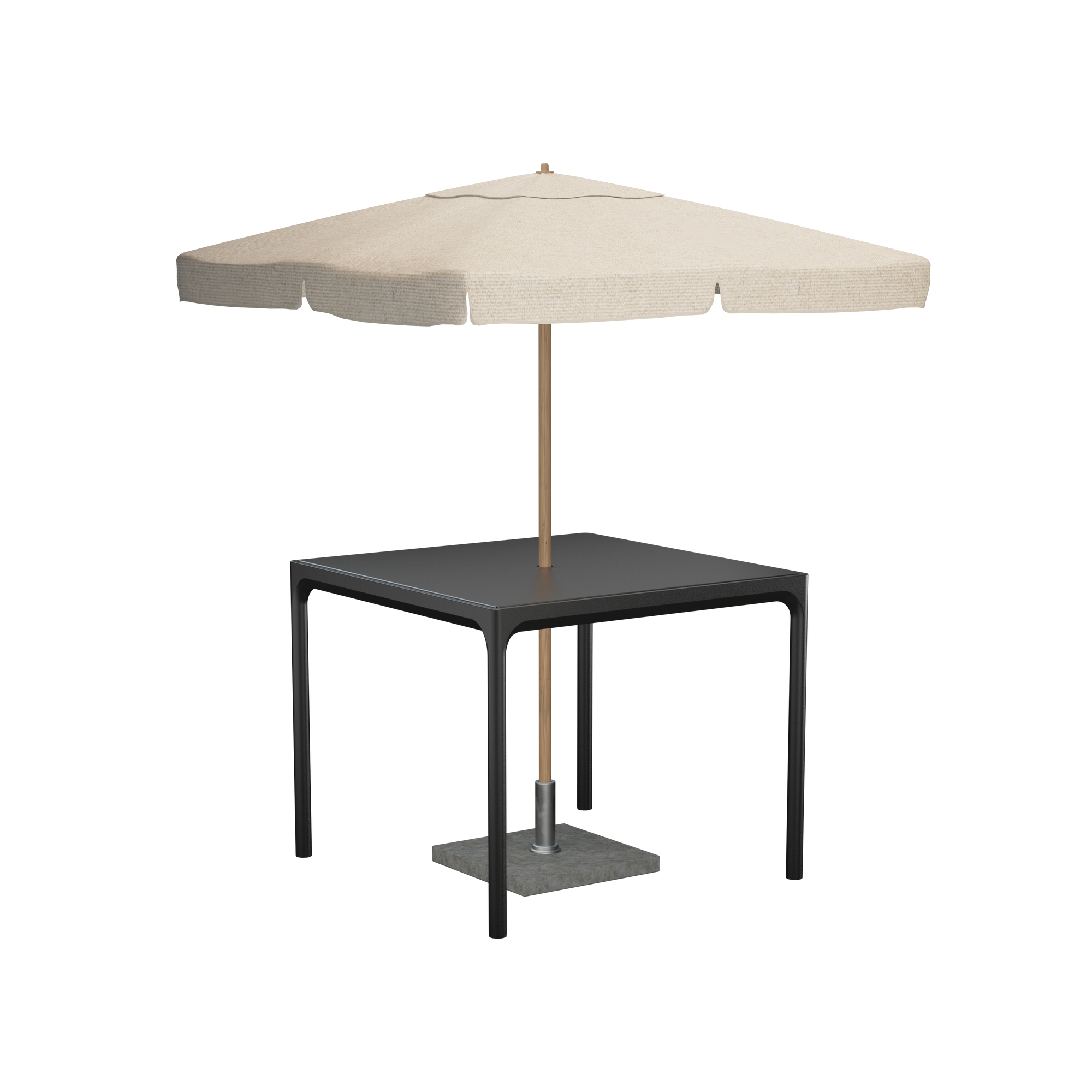 Four Aluminum Parasol Table