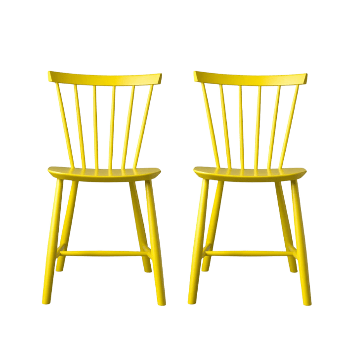 J46 Dining Chair — Yellow Painted Beech — Set of 2