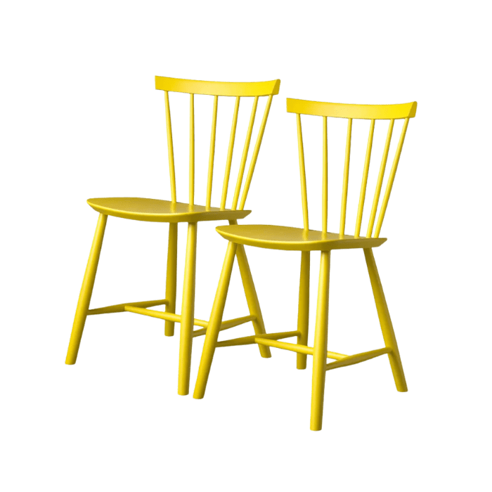 J46 Dining Chair — Yellow Painted Beech — Set of 2
