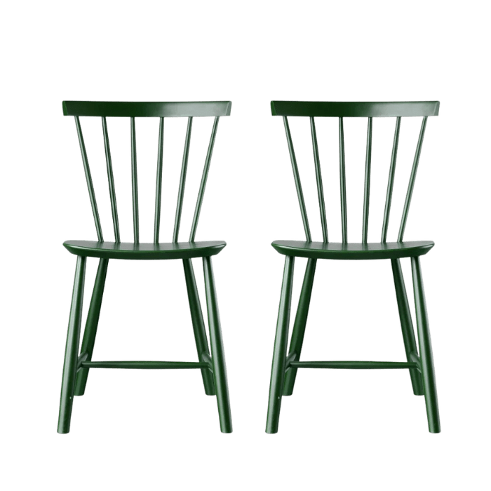 J46 Dining Chair — Bottle Green Painted Beech — Set of 2