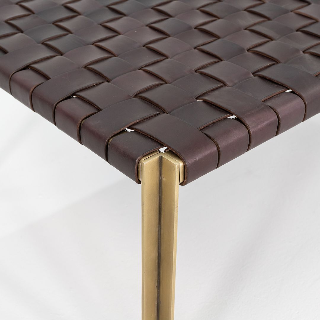 TG-18 Small Woven Leather Bench