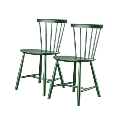 J46 Dining Chair — Bottle Green Painted Beech — Set of 2