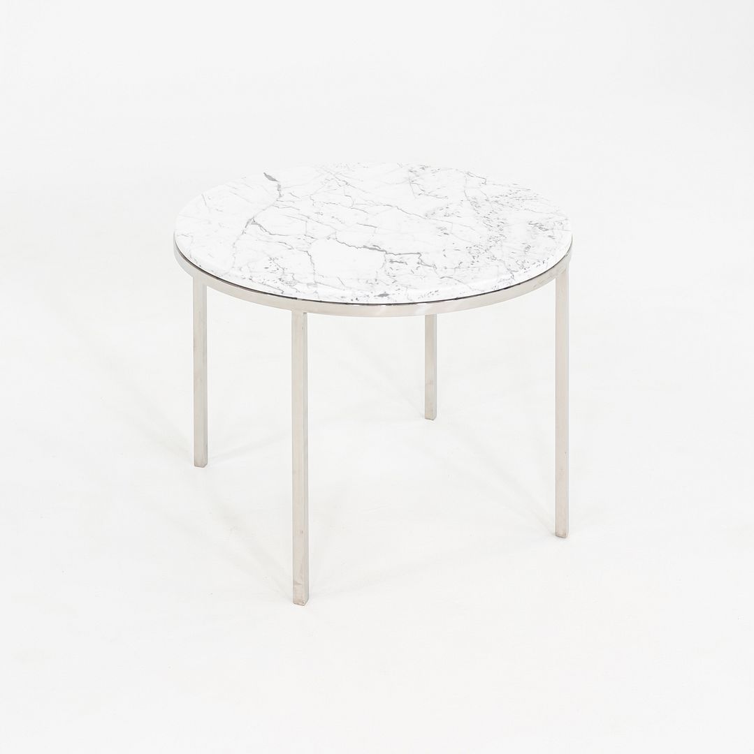 Round Steel and Marble Side Table