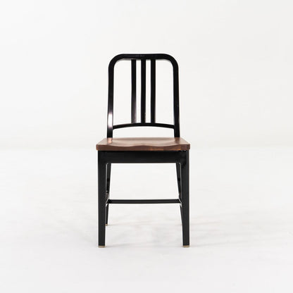 Navy Side Chair with Wood Seat