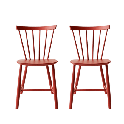 J46 Dining Chair — Coral Red Painted Beech — Set of 2