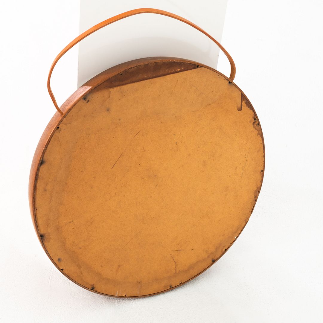Swedish Teak Mirror with Leather Strap