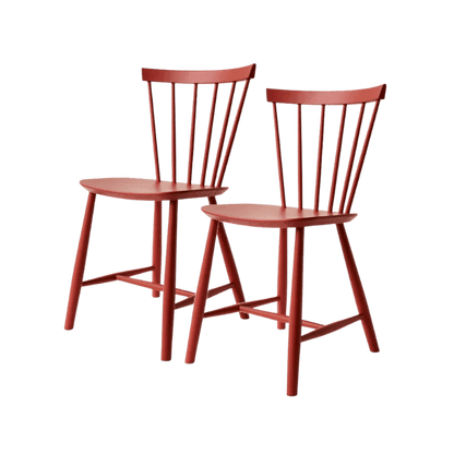 J46 Dining Chair — Coral Red Painted Beech — Set of 2