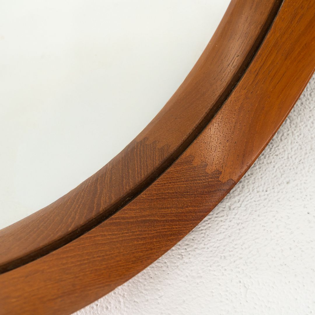 Swedish Teak Mirror with Leather Strap