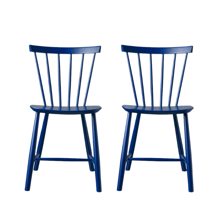 J46 Dining Chair — Dark Blue Painted Beech — Set of 2