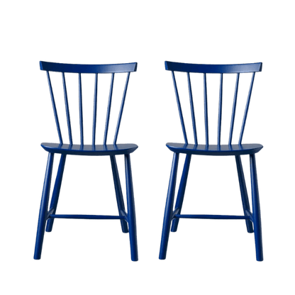 J46 Dining Chair — Dark Blue Painted Beech — Set of 2
