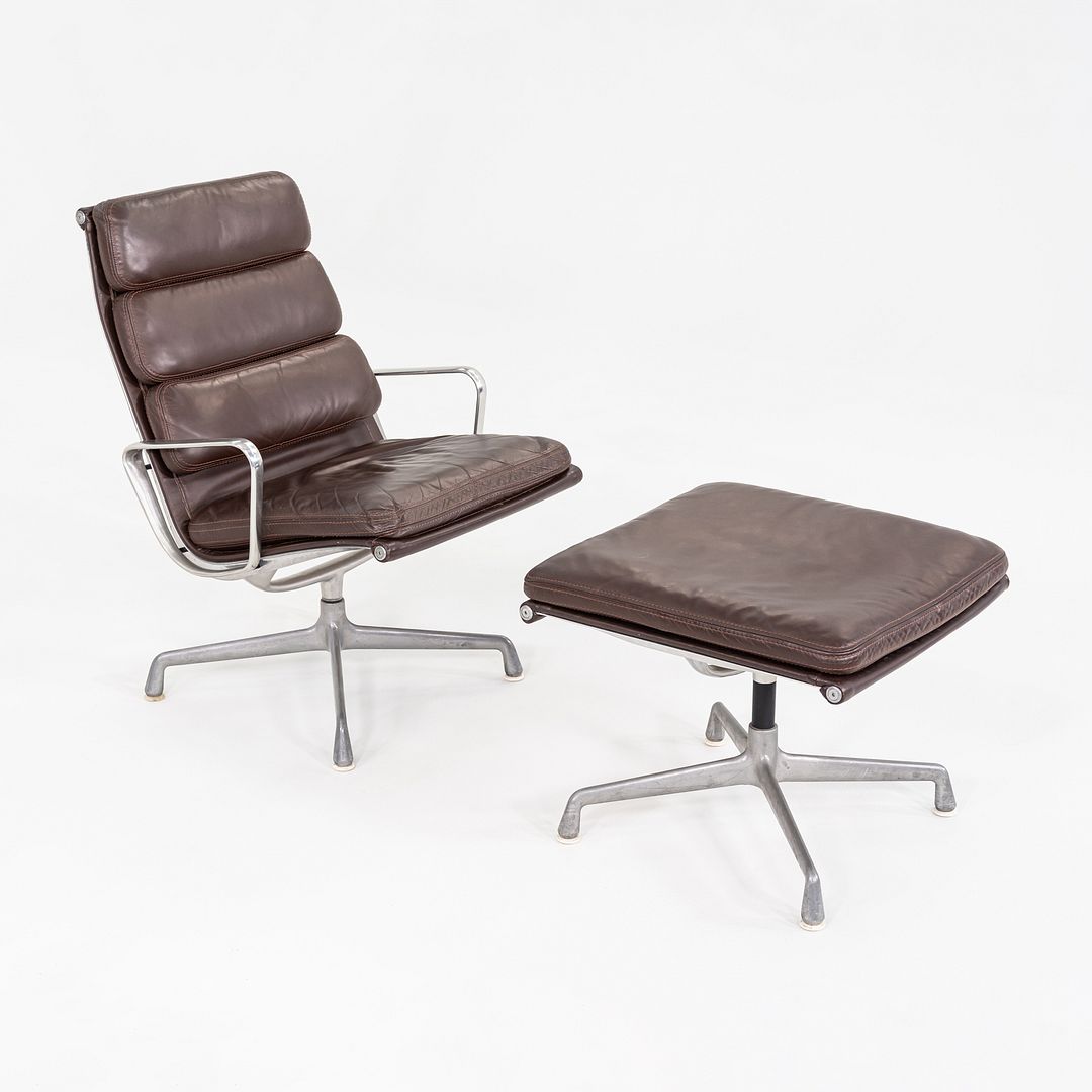 Soft Pad Lounge Chair and Ottoman, Models EA416 and EA423