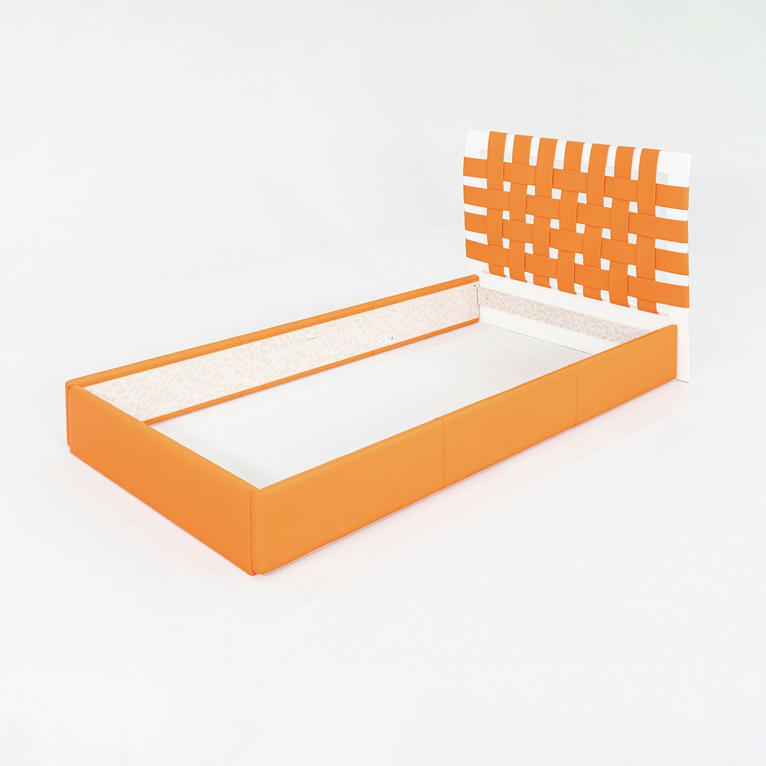 Woven Leather Twin Bed