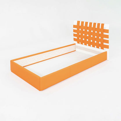 Woven Leather Twin Bed