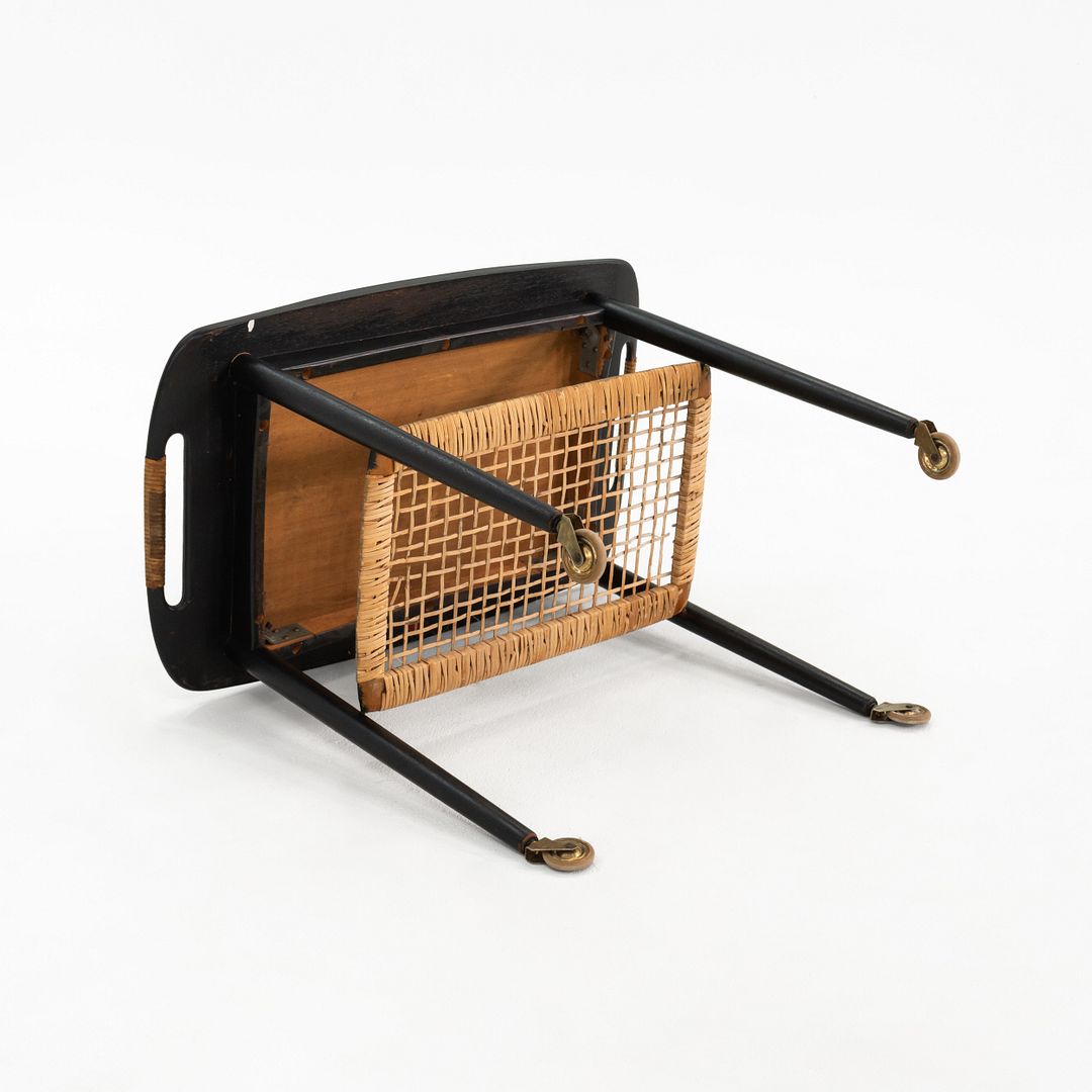 Danish Modern Two-Tiered Woven Bar Cart