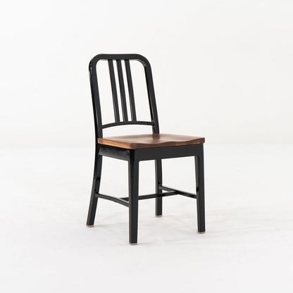 Navy Side Chair with Wood Seat