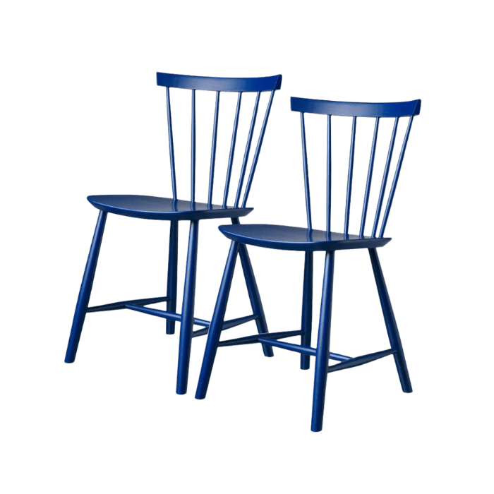 J46 Dining Chair — Dark Blue Painted Beech — Set of 2