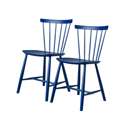 J46 Dining Chair — Dark Blue Painted Beech — Set of 2